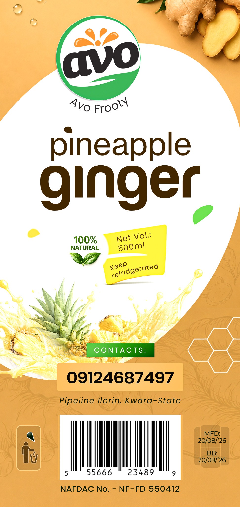 AVO Pineapple Ginger packaging