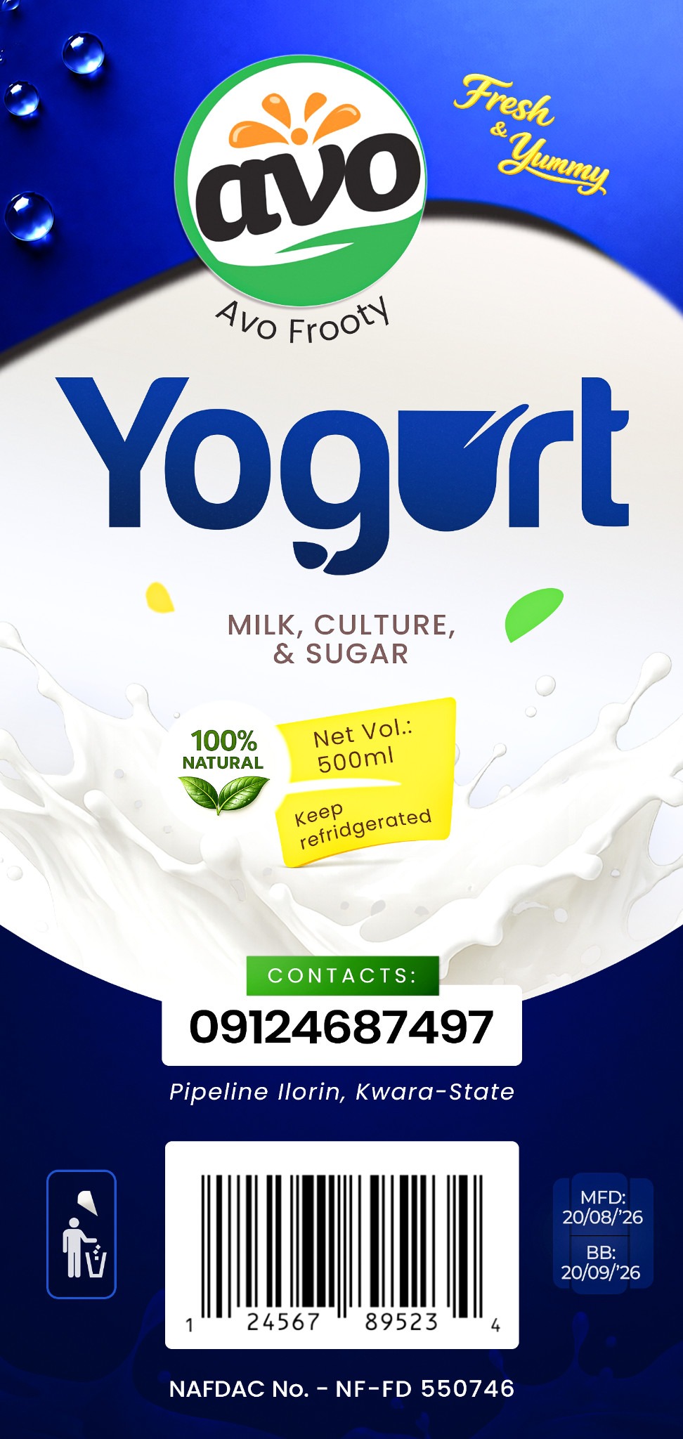 AVO Yogurt bottle mockup