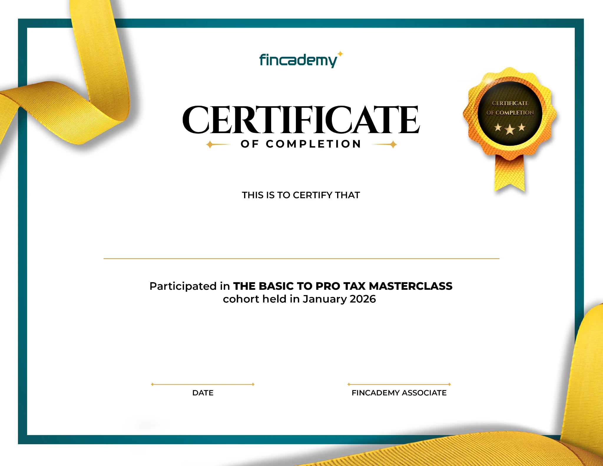Fincademy Certificate of Completion