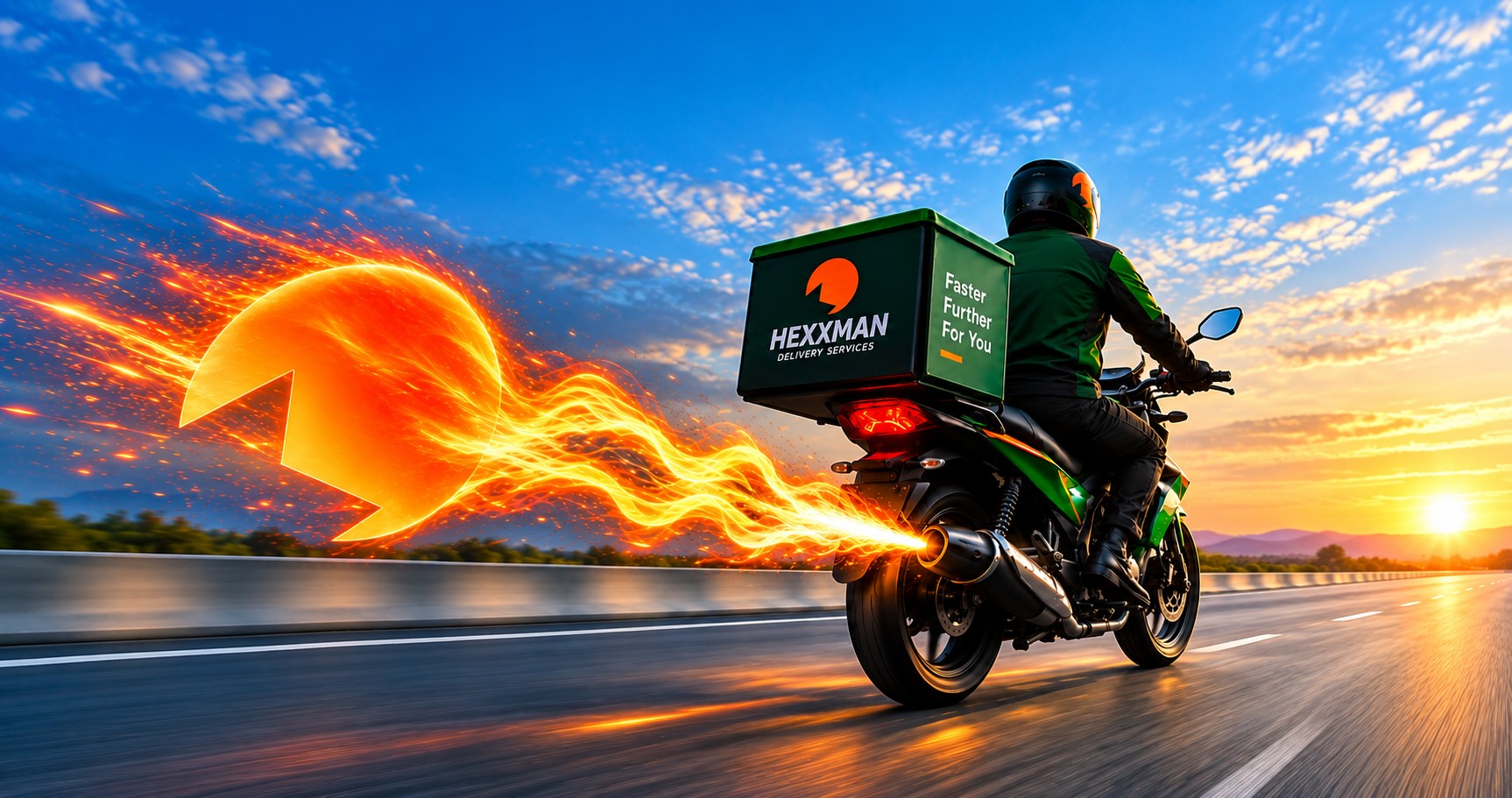Hexxman Delivery rider in motion